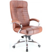 Кресло Everprof Atlant Chrome Кожа натуральная люкс коричневый